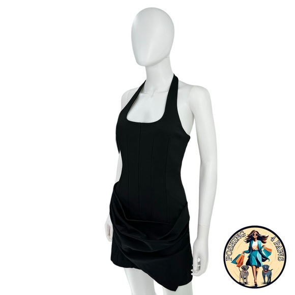 SIMKHAI Luminita Wrap Front Formal Stretch Jersey Mini Dress in Black Size 6 - Picture 14 of 14